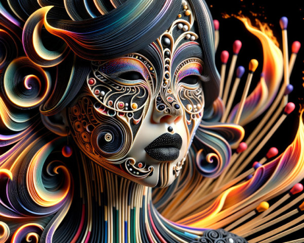 Artistic Representation of a Woman's Face with Colors
