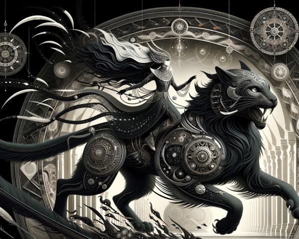 Majestic Black Panther in Intricate Metallic Armor