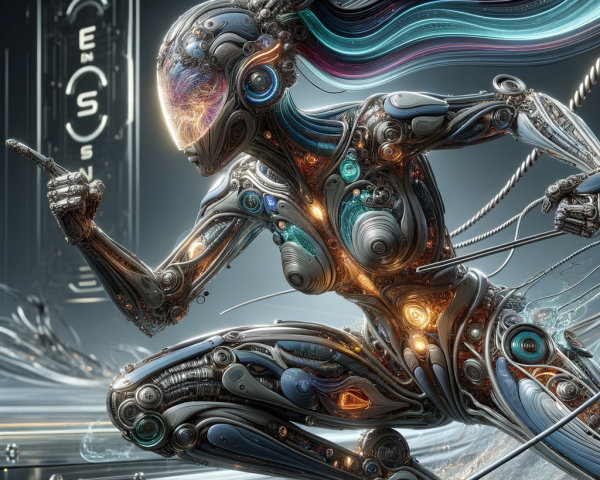 Futuristic Cybernetic Figure with Dynamic Design