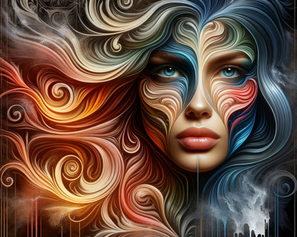 Abstract Portrait with Vibrant Colors and Patterns