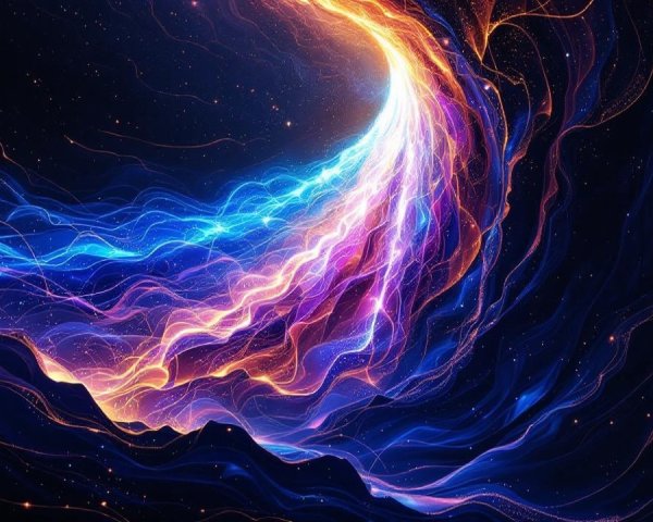 Cosmic Swirl of Blues, Purples, and Oranges
