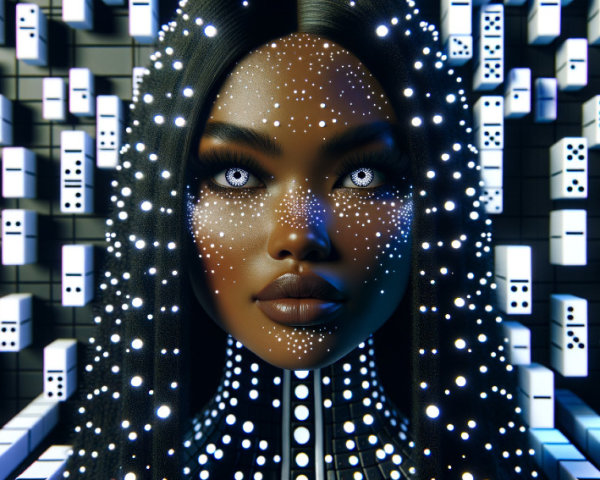 Digital portrait of a woman with luminescent details