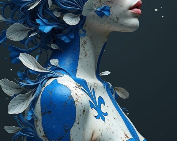 Stunning Figure with Floral Patterns and Cracked Texture