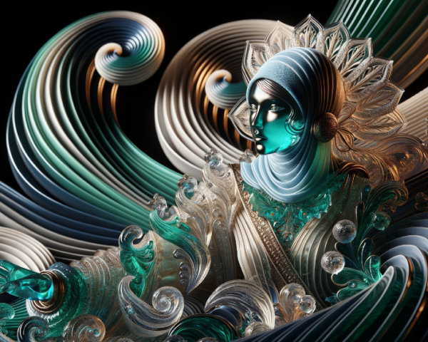 Ethereal Figure in Flowing Robes with Dynamic Forms