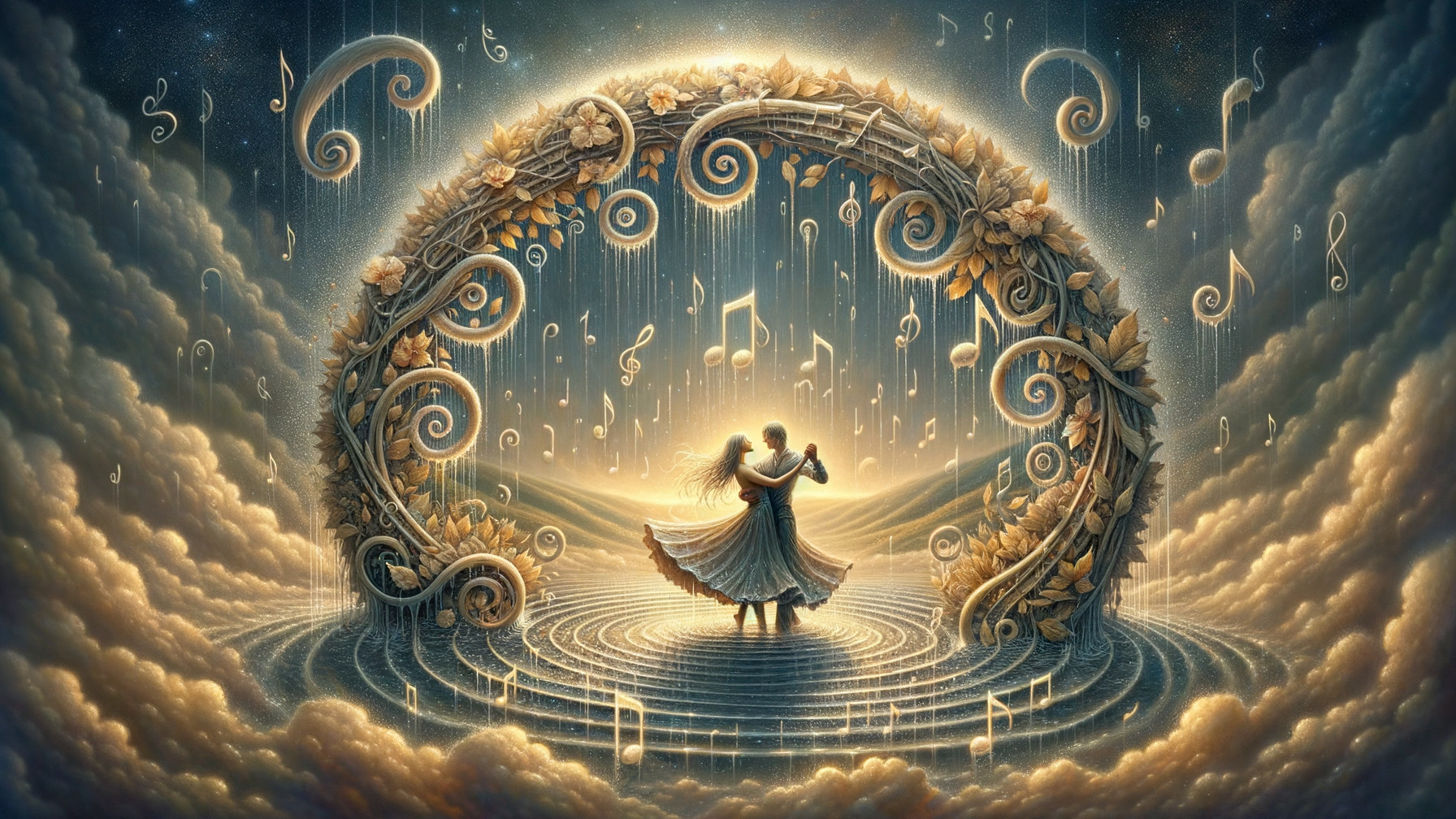 Magical Realism Artwork of Dancing Couple in Light