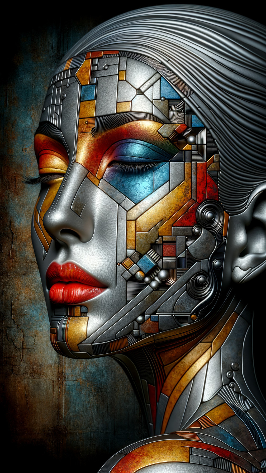 Exotic Metallic Portrait in Vibrant Colors