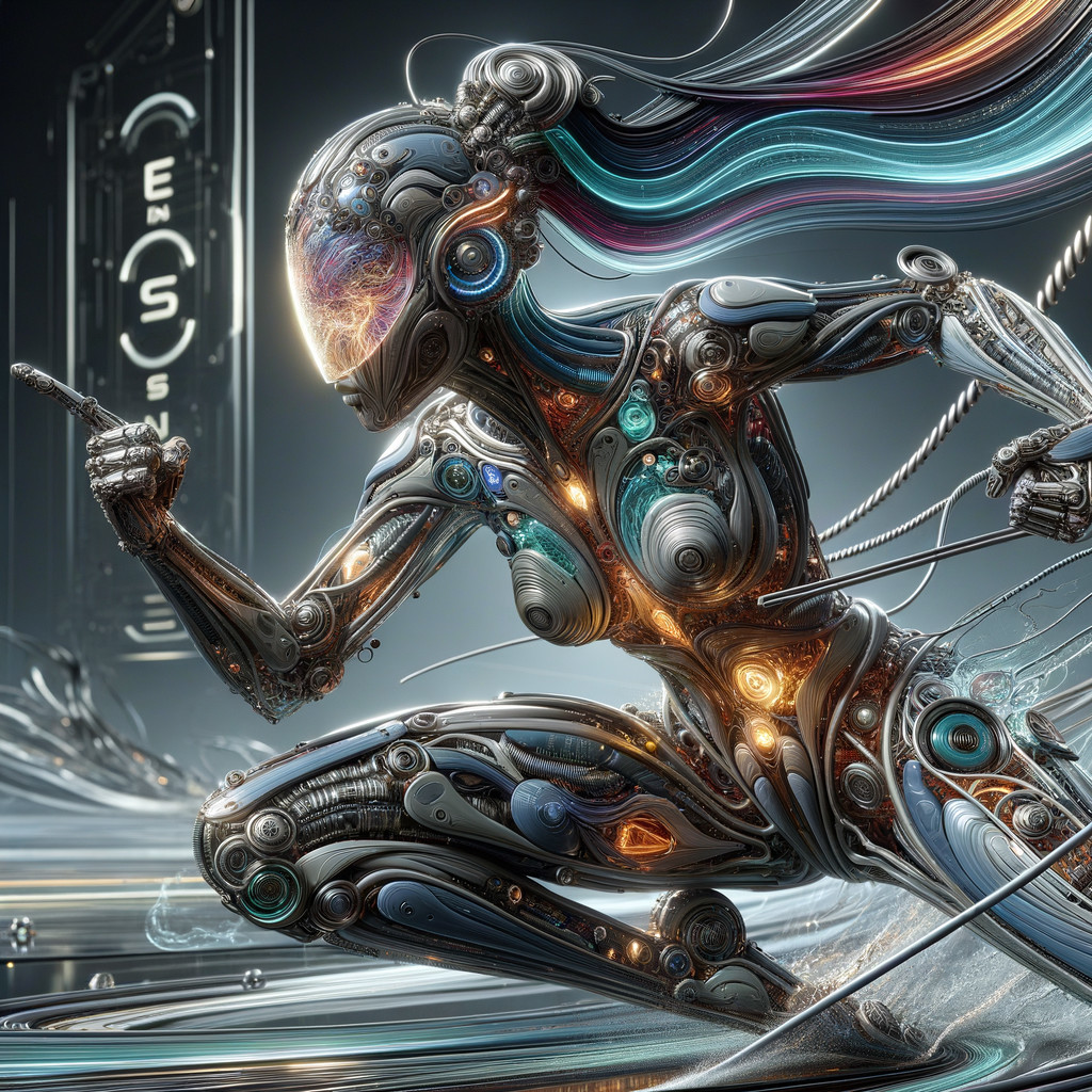 Futuristic Cybernetic Figure with Dynamic Design