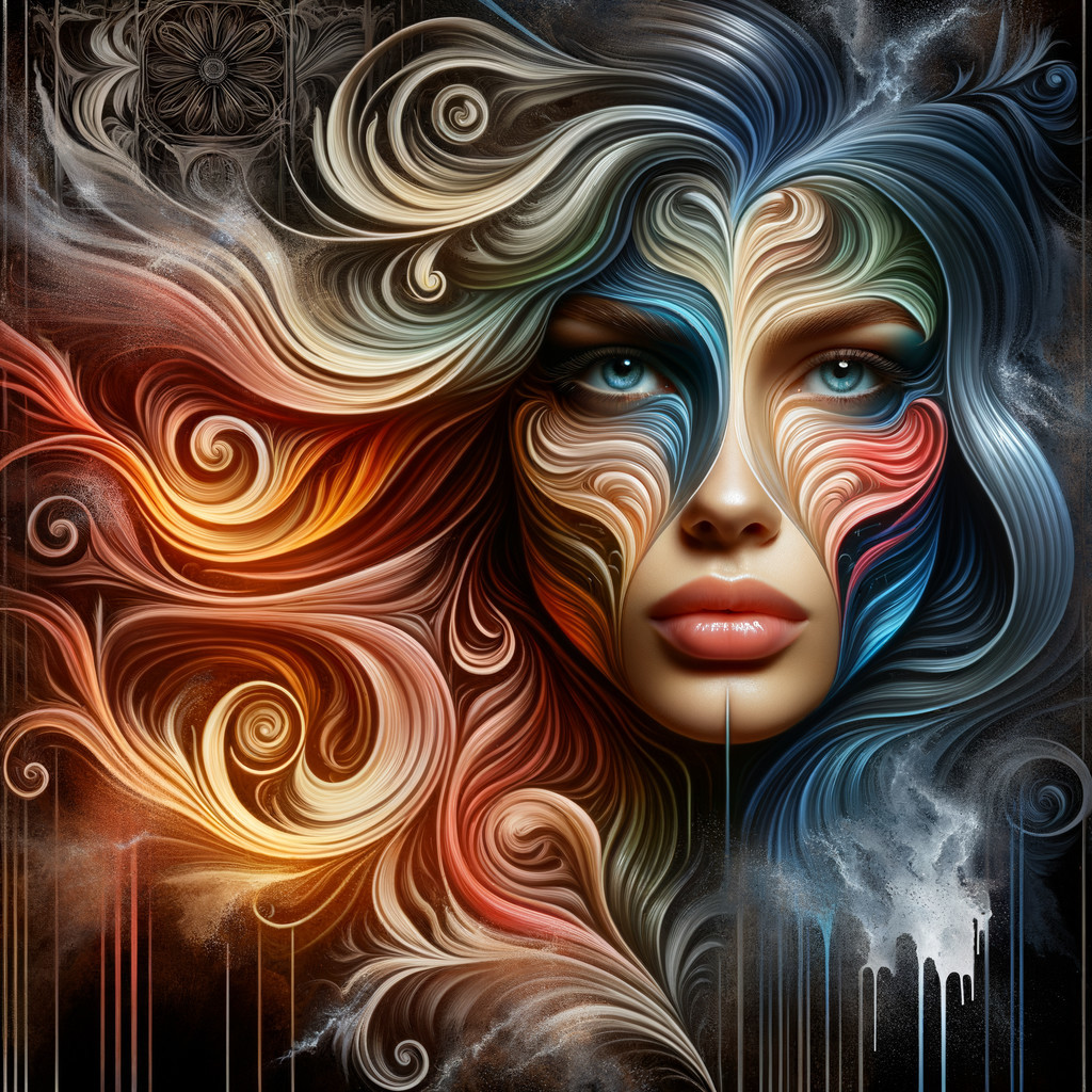 Abstract Portrait with Vibrant Colors and Patterns