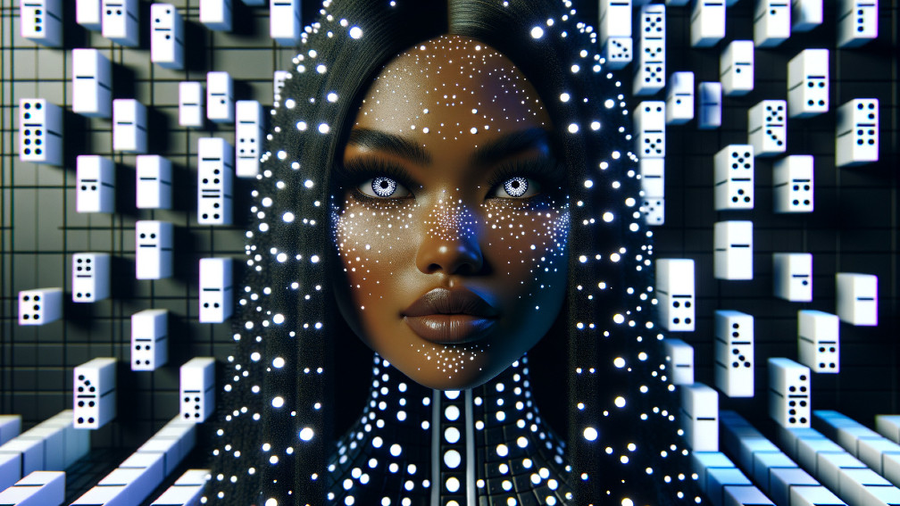 Digital portrait of a woman with luminescent details