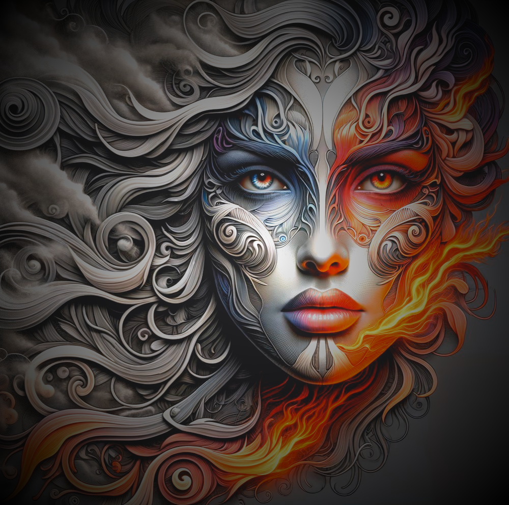 Surreal Portrait of a Woman with Colorful Patterns