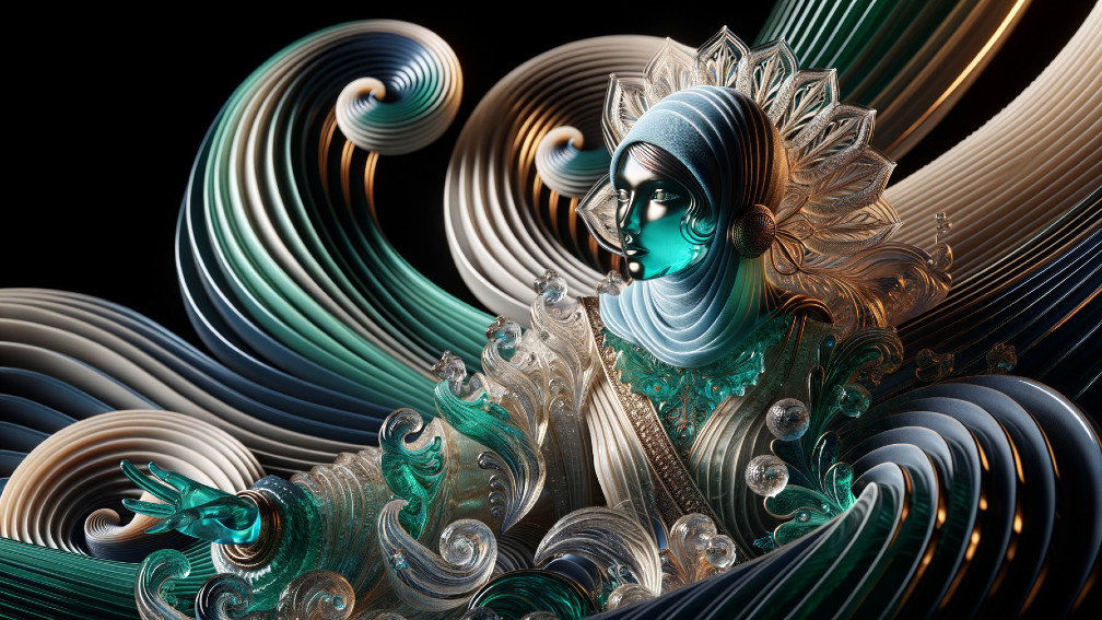 Ethereal Figure in Flowing Robes with Dynamic Forms