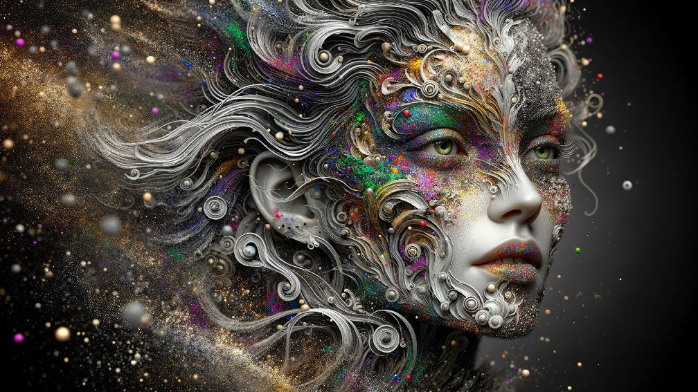 Surreal Face in Vibrant Colors and Textures