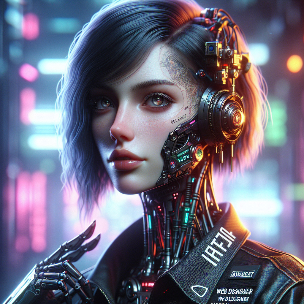 Futuristic Female Android with Human-Machine Features