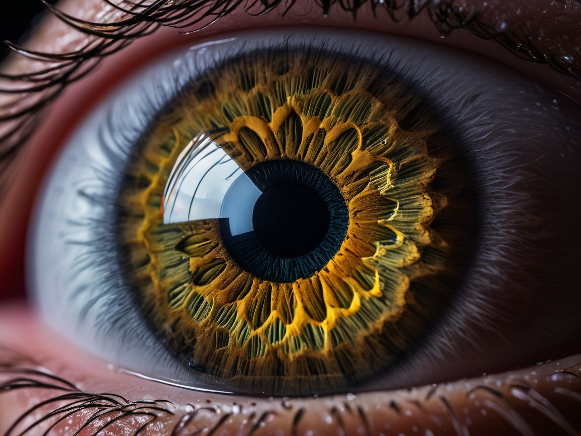 Close-Up of a Human Eye with Detailed Iris Patterns