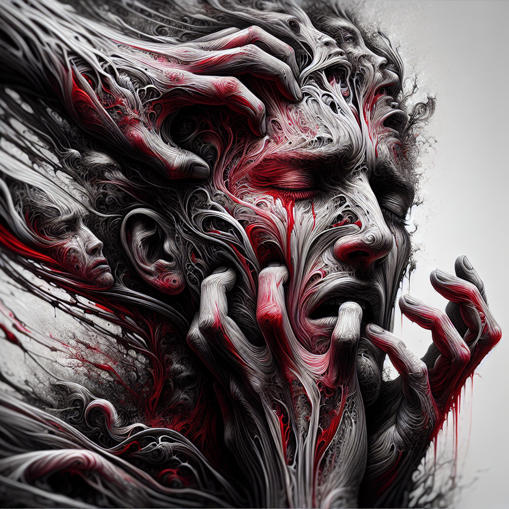 Surreal Artwork of Intertwined Forms and Emotions