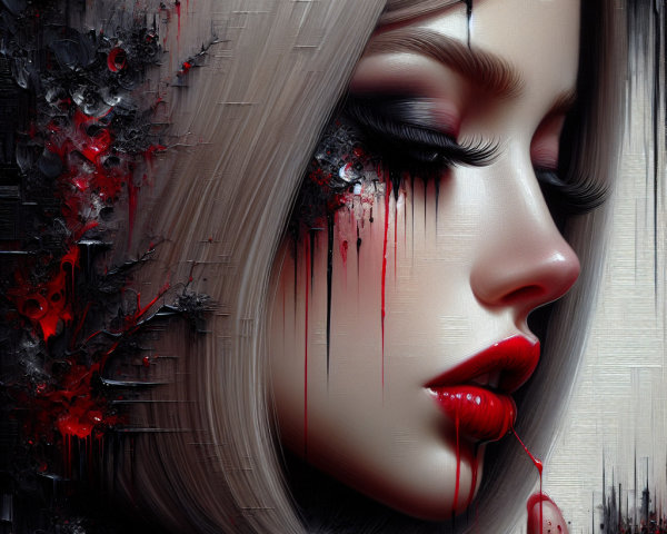 Close-Up of a Woman's Face with Dramatic Features
