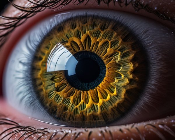 Close-Up of a Human Eye with Detailed Iris Patterns