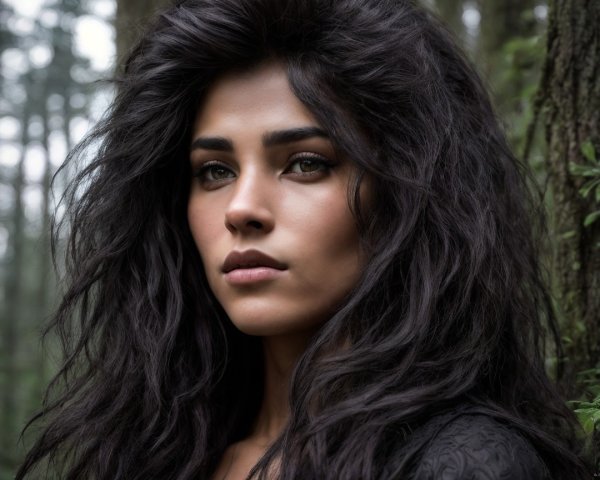 Close-Up Portrait of a Woman in Nature's Embrace