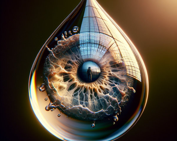 Large Water Droplet with Abstract Reflection and Colors