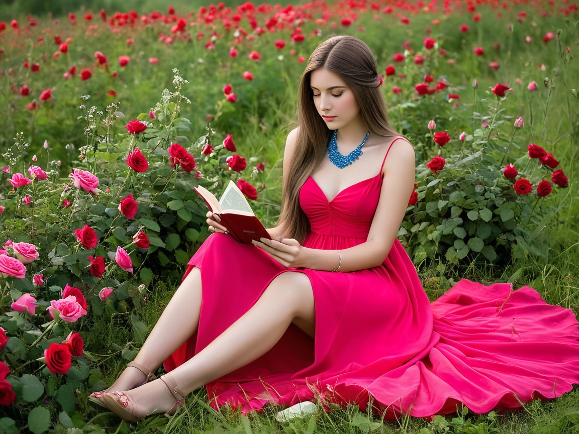 Graceful Moments Among Vibrant Roses