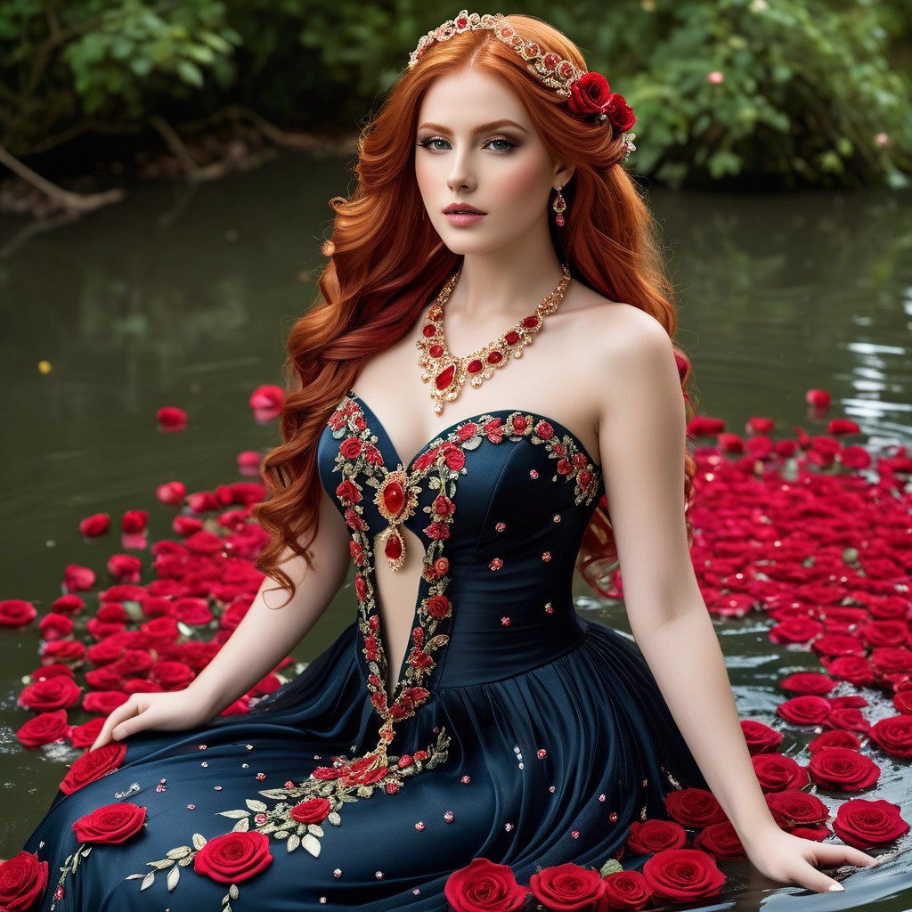 Graceful Beauty by the Serene Pond
