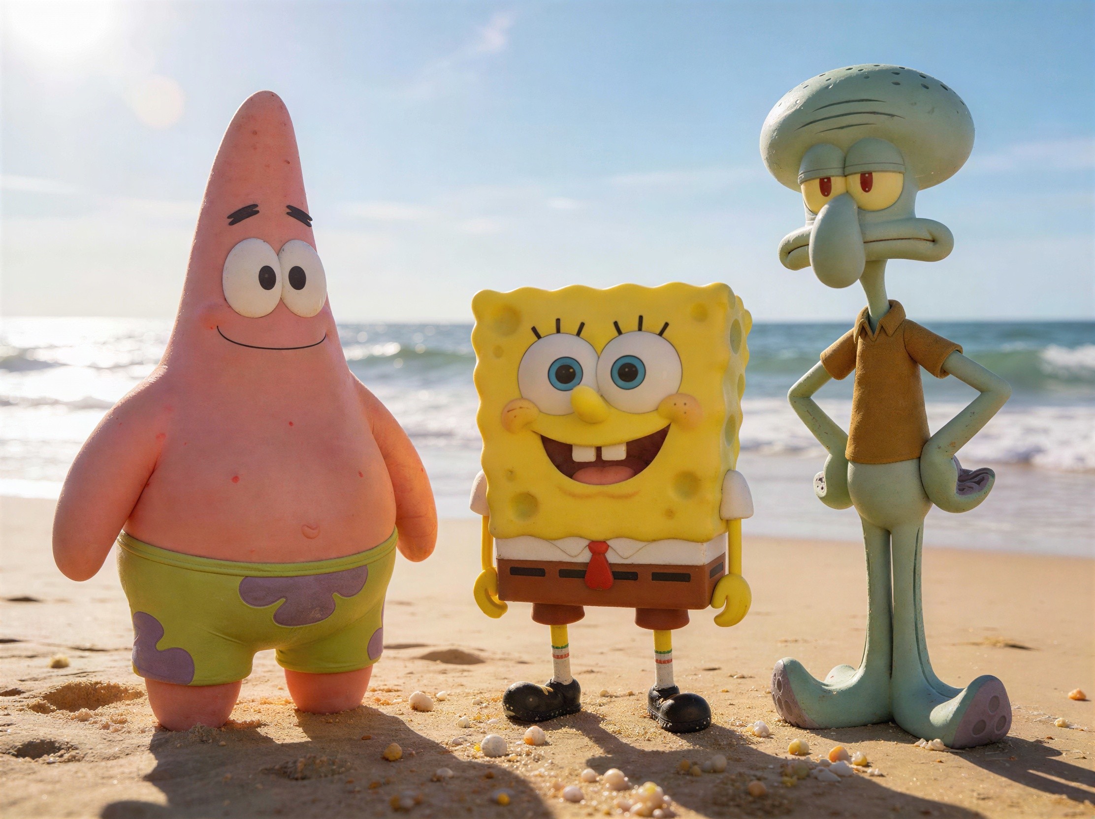 Spongebob Squarepants Characters on Beach Scene