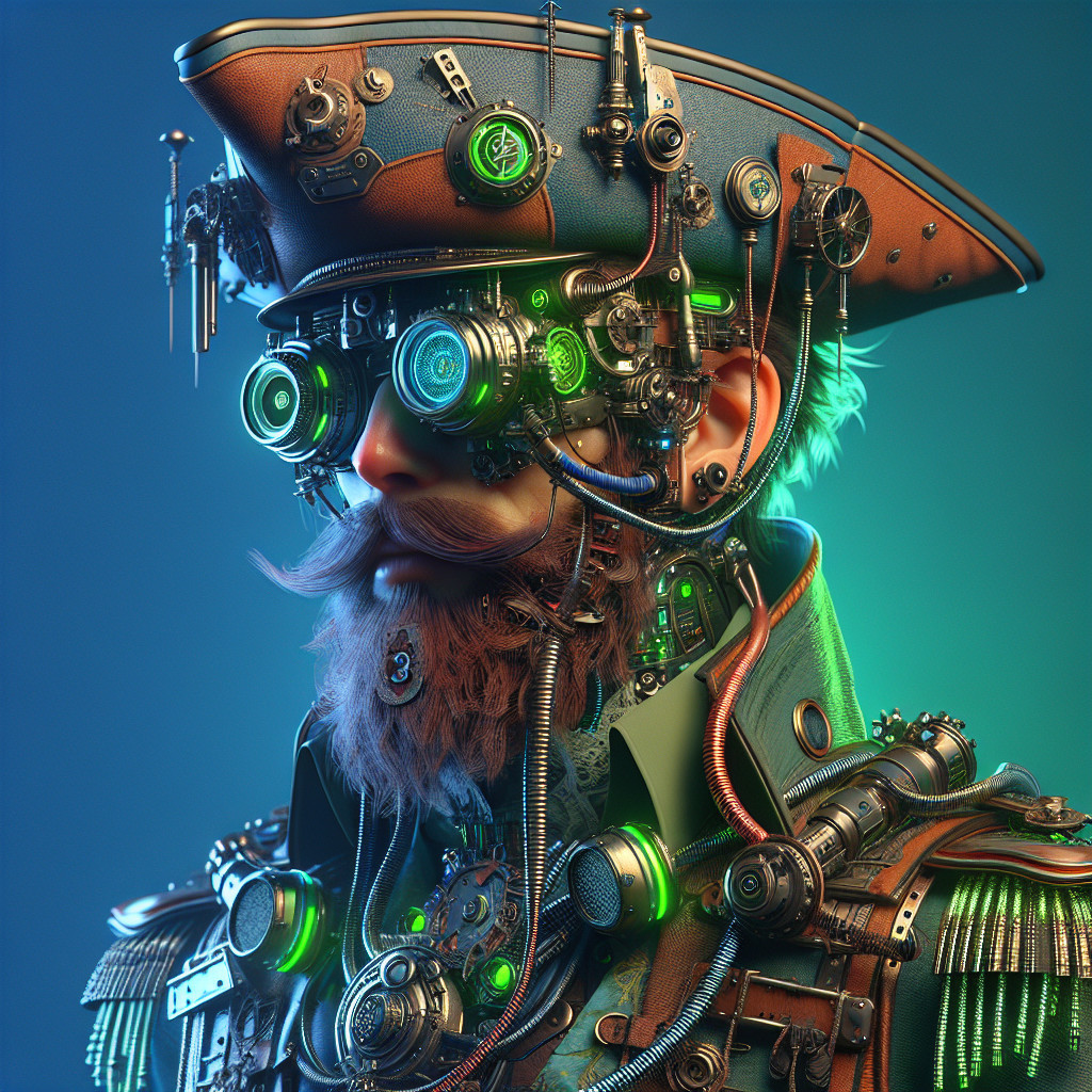 Steampunk Character with Mechanical Goggles and Hat