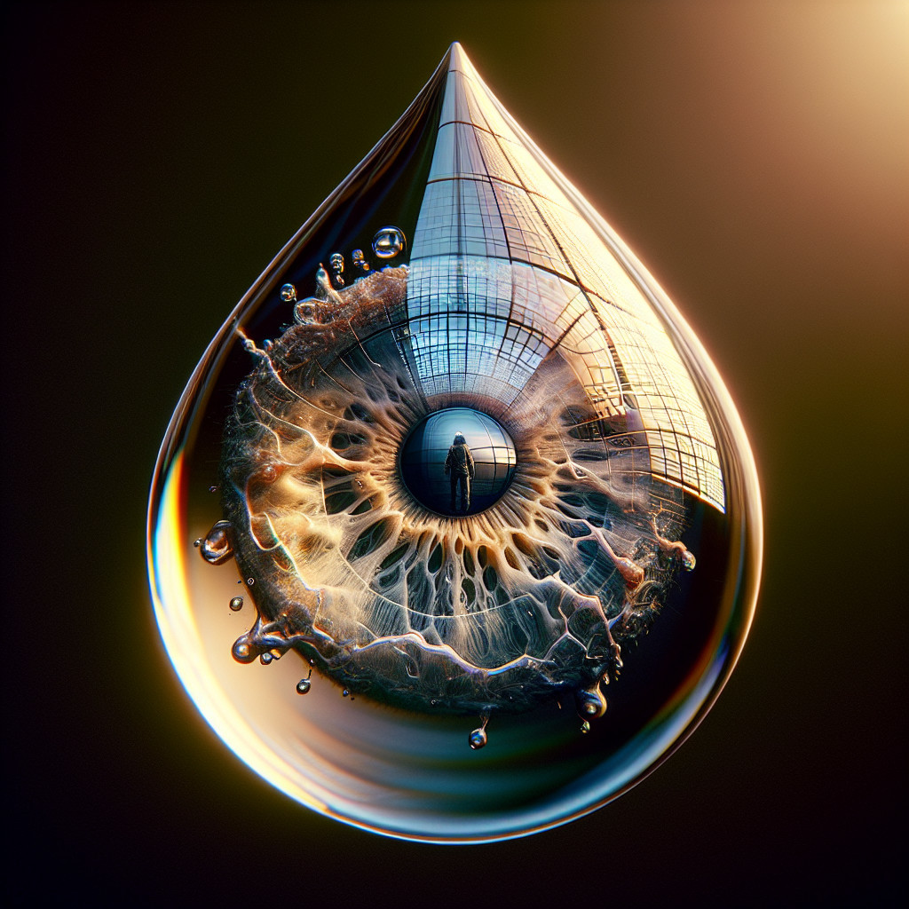 Large Water Droplet with Abstract Reflection and Colors