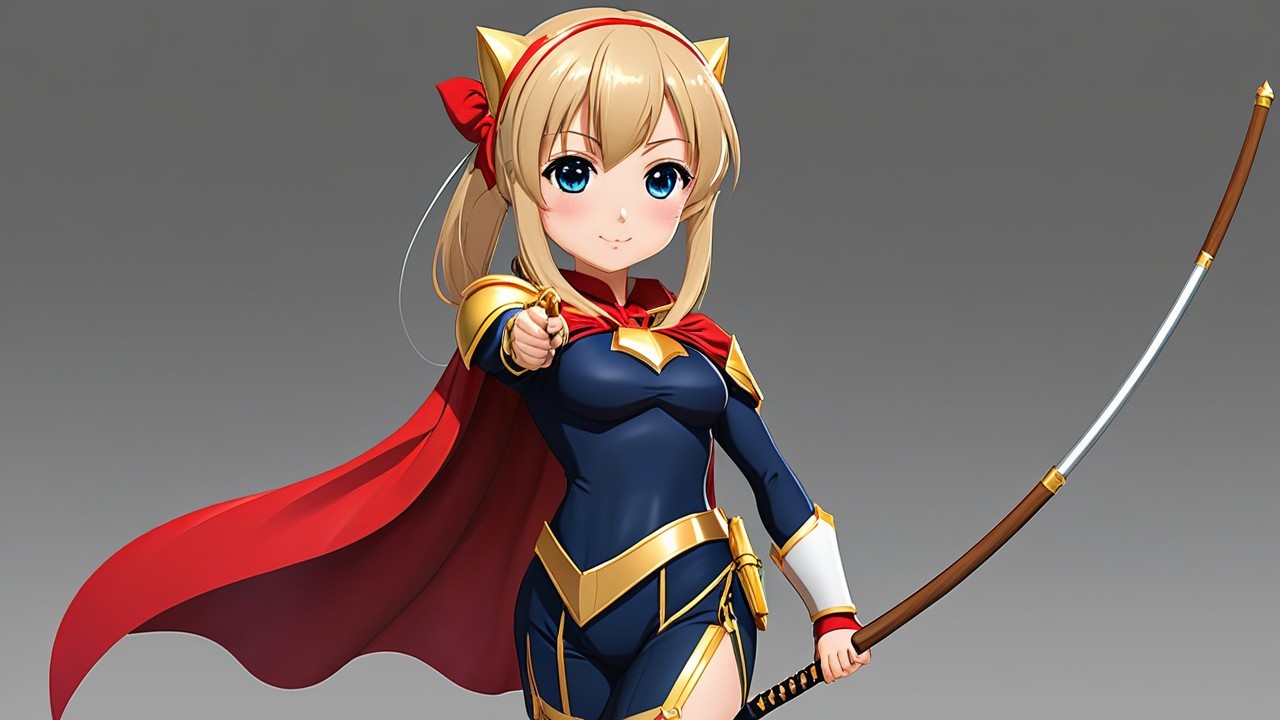 Cheerful Anime Character in Superhero Outfit