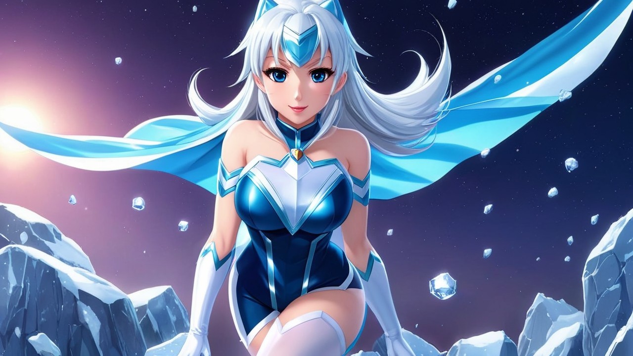 Anime Character with White Hair in Cosmic Setting