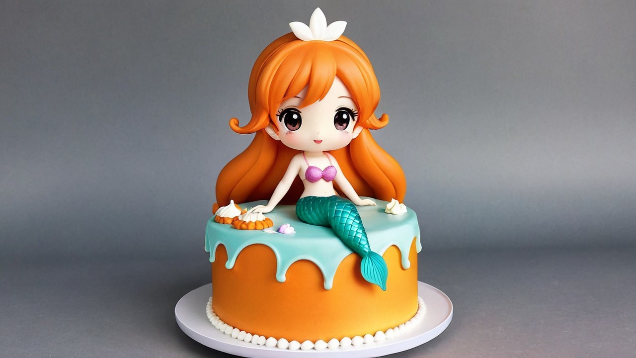 Whimsical Mermaid Cake with Colorful Decorations