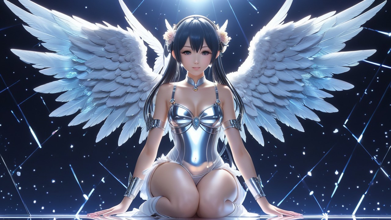 Reflective Winged Anime Goddess Design