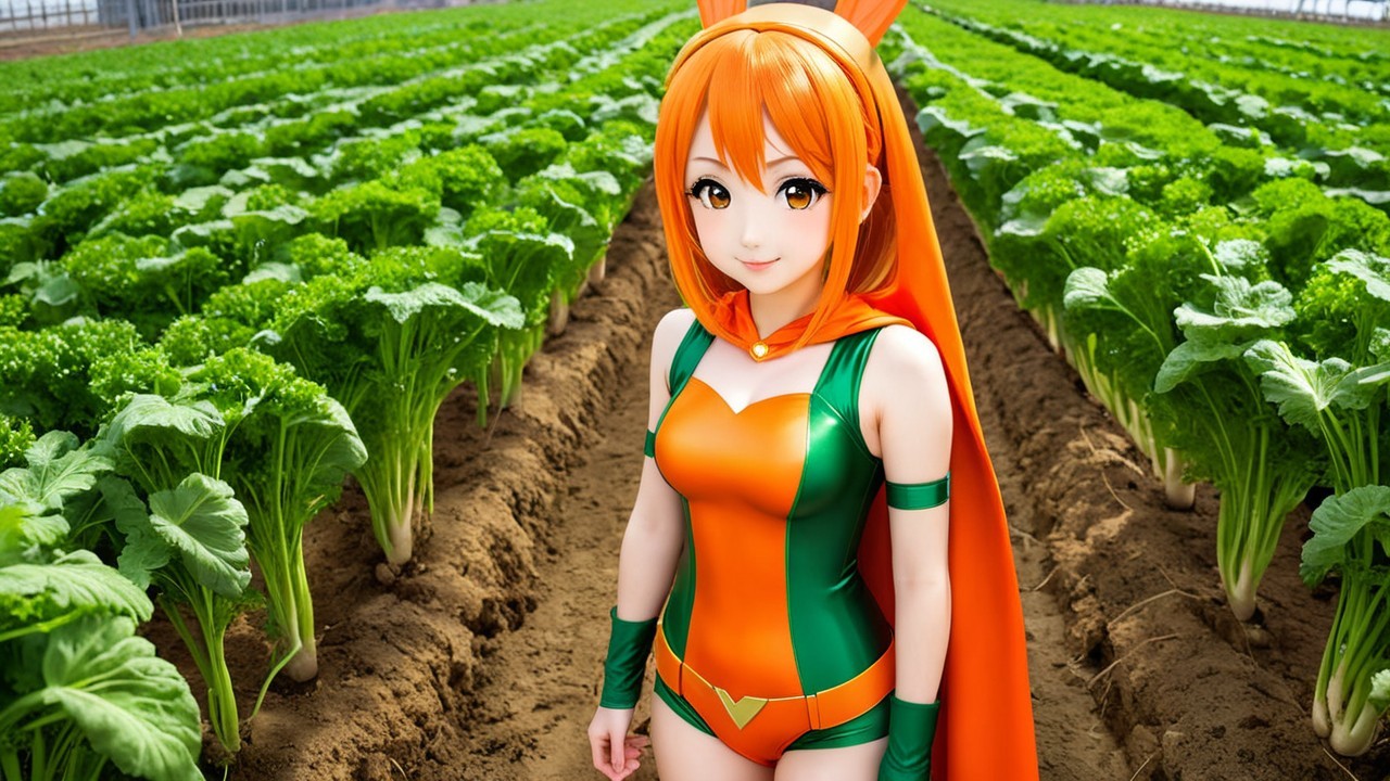 Animated Character in Vibrant Farm Setting with Plants