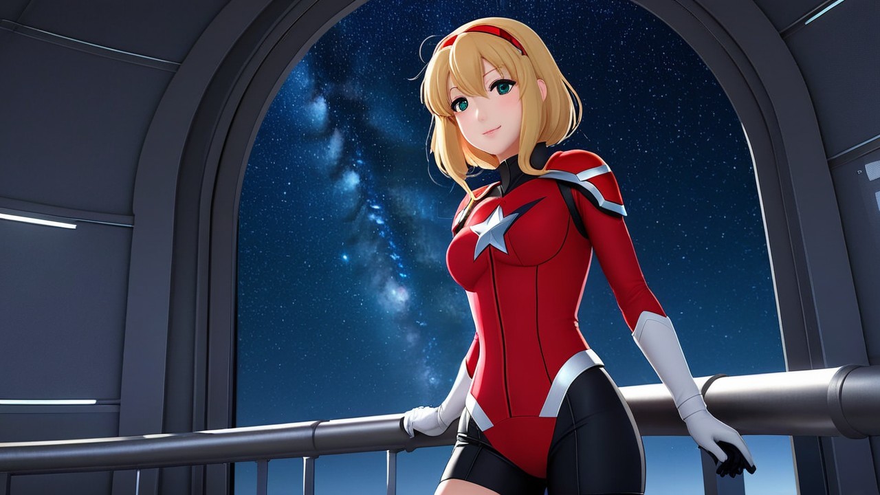 Anime Superheroine at the Observatory
