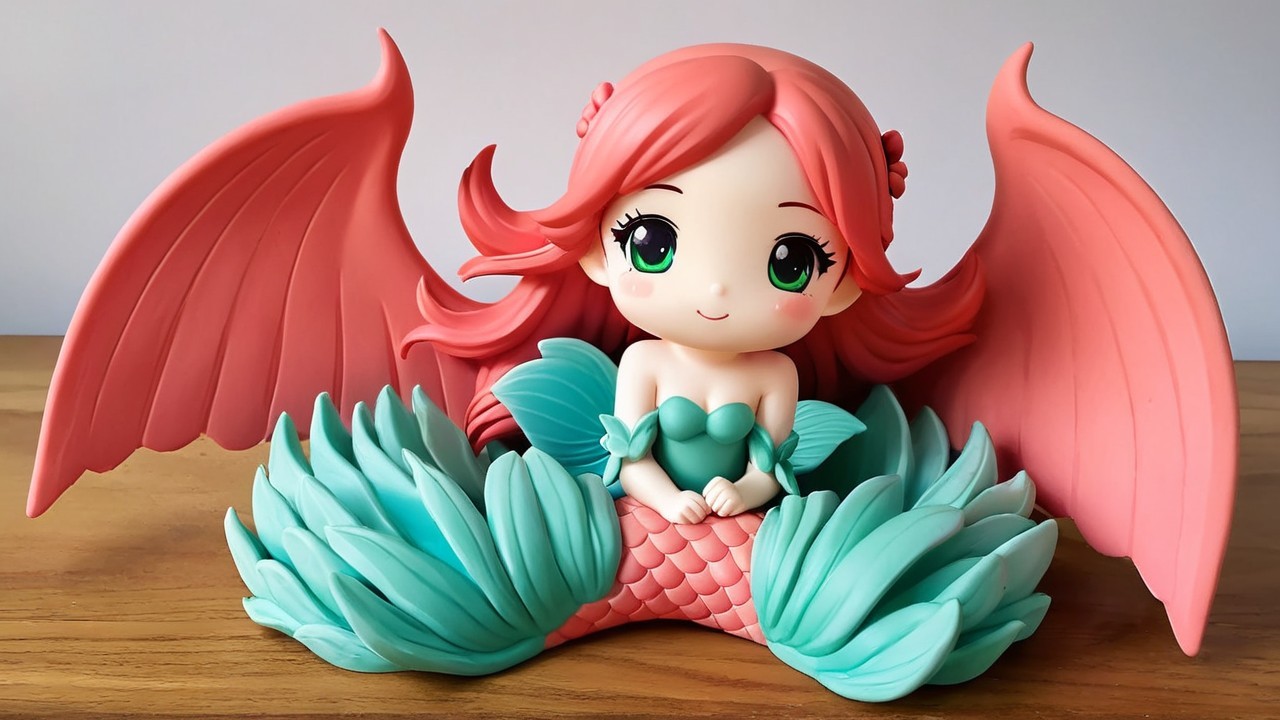 Charming Mermaid Figurine with Vibrant Colors and Details