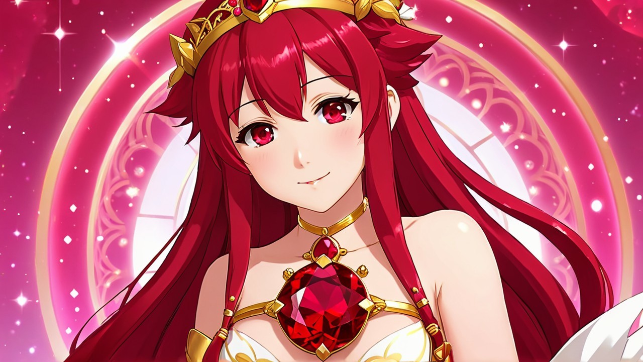 Regal Character with Red Hair and Elegant Dress