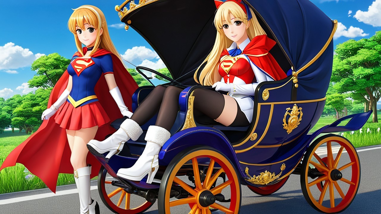 Anime Characters in Superhero and Carriage Setting