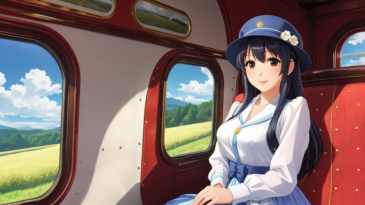 Vintage Train Carriage with Nostalgic Decor and Scenery