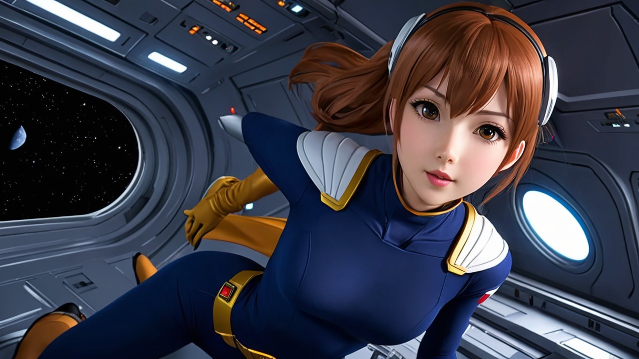 Futuristic Female Space Explorer in Sci-Fi Setting