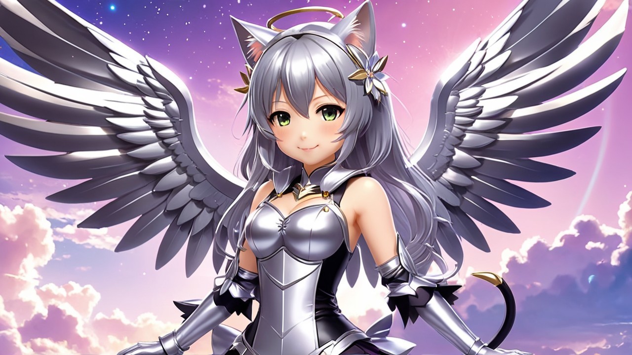 Mystical Character with Silver Hair and Wings