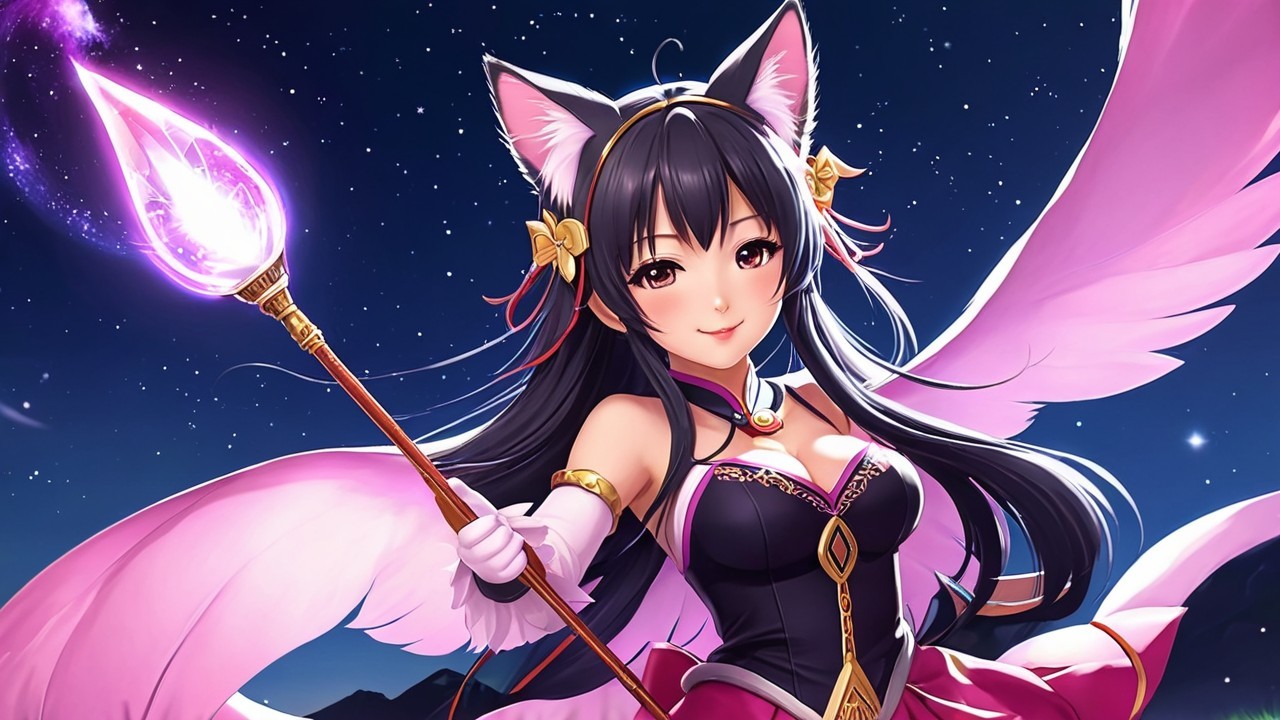 Fantasy Character with Cat Features and Wings