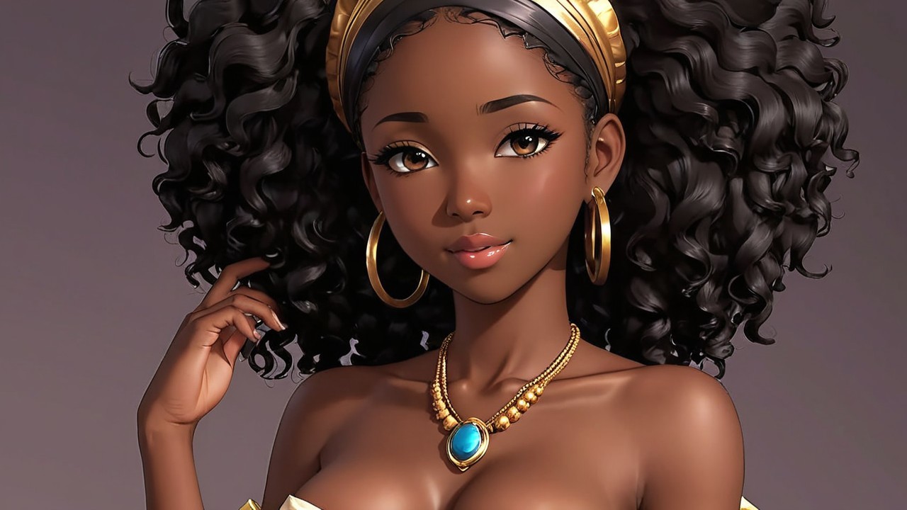 Stylish Woman with Curly Hair and Elegant Accessories