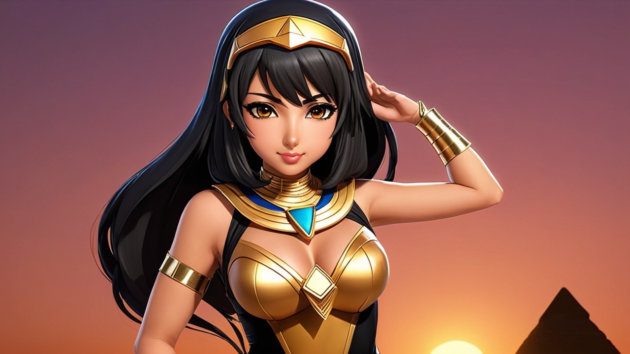 Animated Character with Ancient Egyptian Motifs