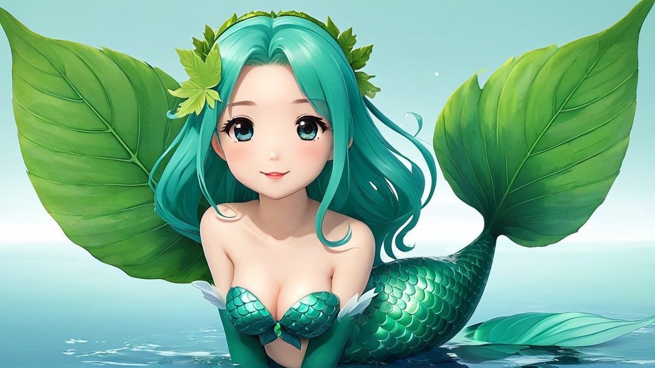 Charming Anime Mermaid in Serene Underwater Setting