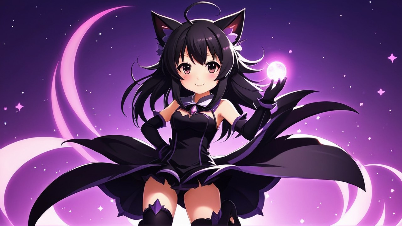 Anime Character in Mystical Purple Starry Setting