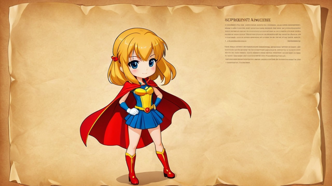 Chibi Superhero Girl in Vibrant Costume with Background