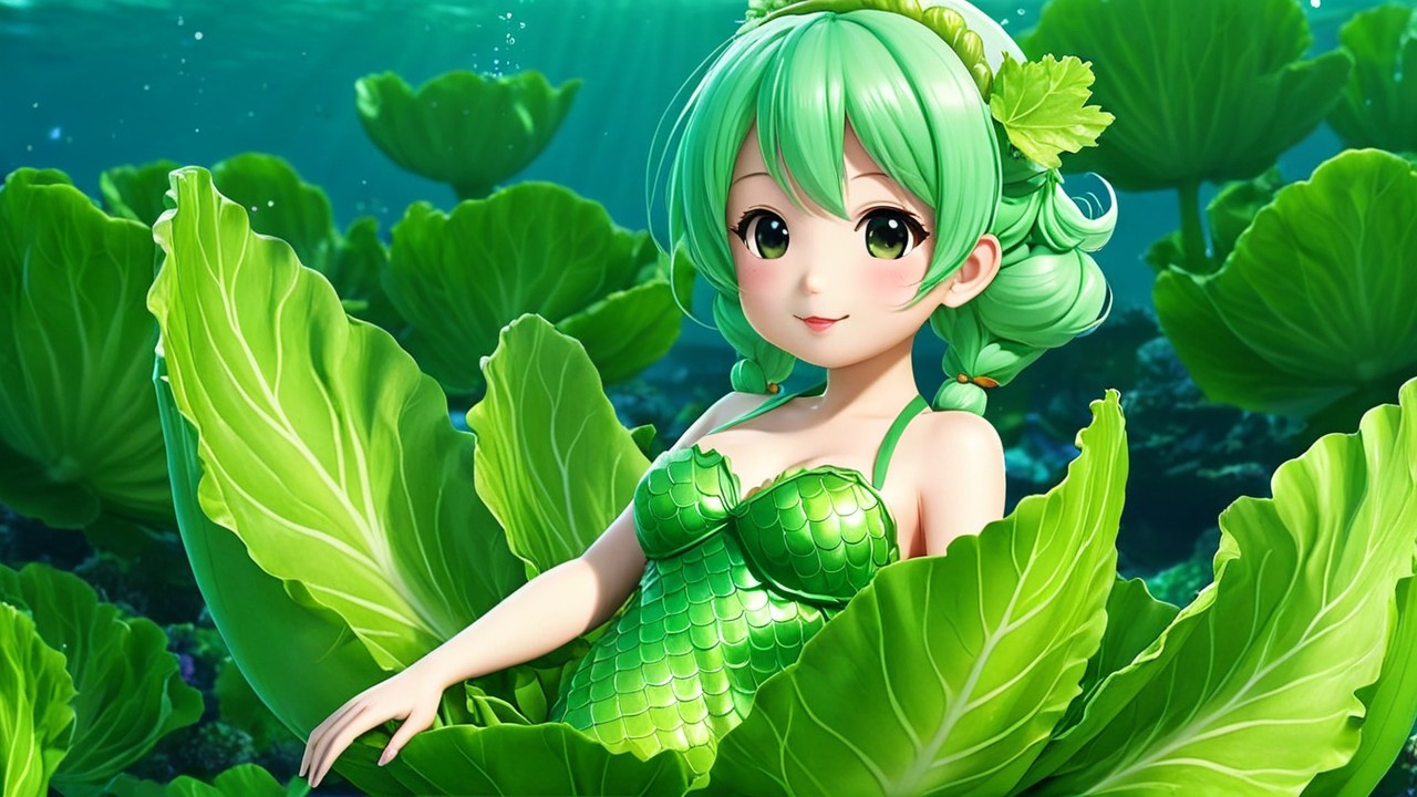 Whimsical Mermaid Character in Underwater Setting