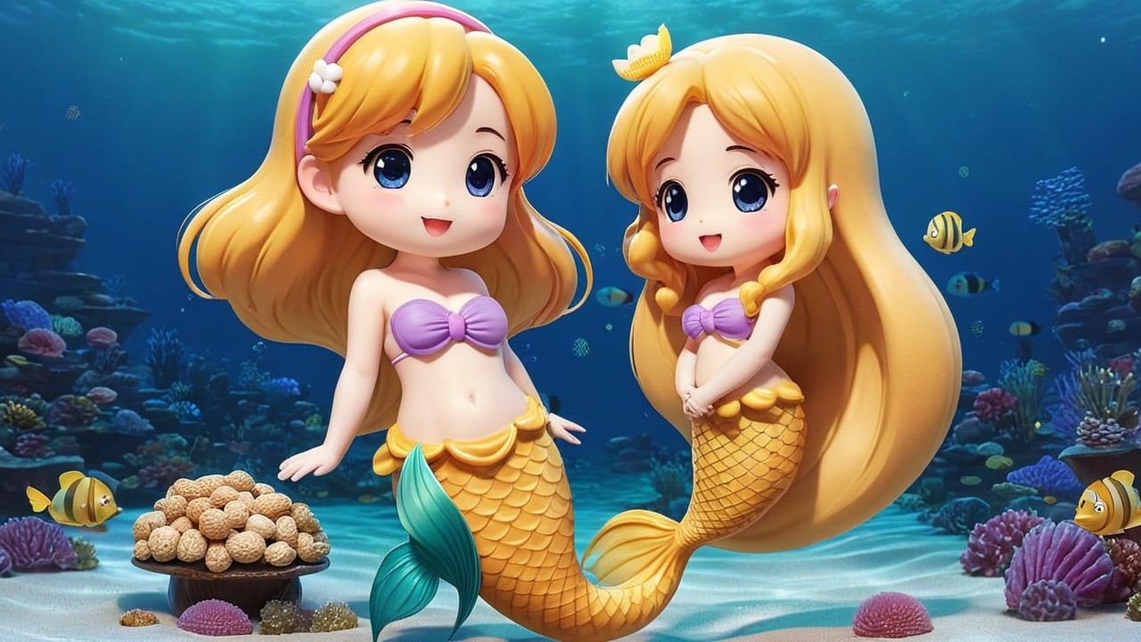Animated Mermaids in a Colorful Underwater Scene