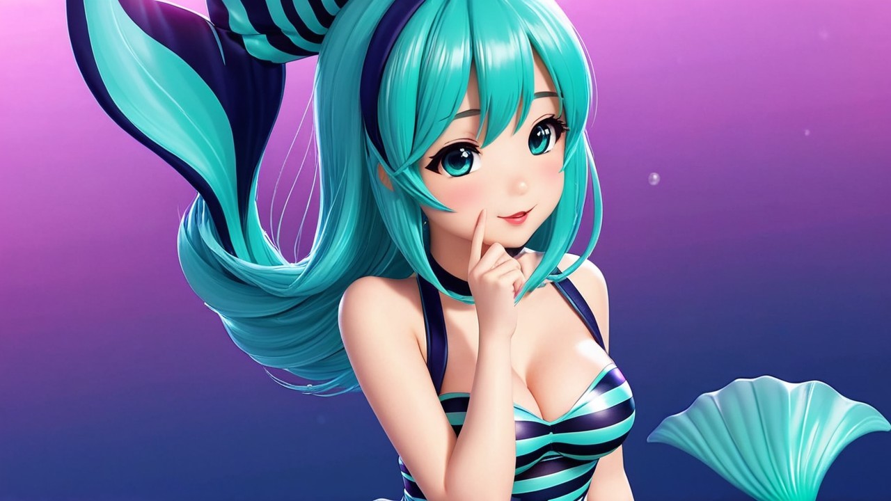 Vibrant Animated Character with Mermaid Features