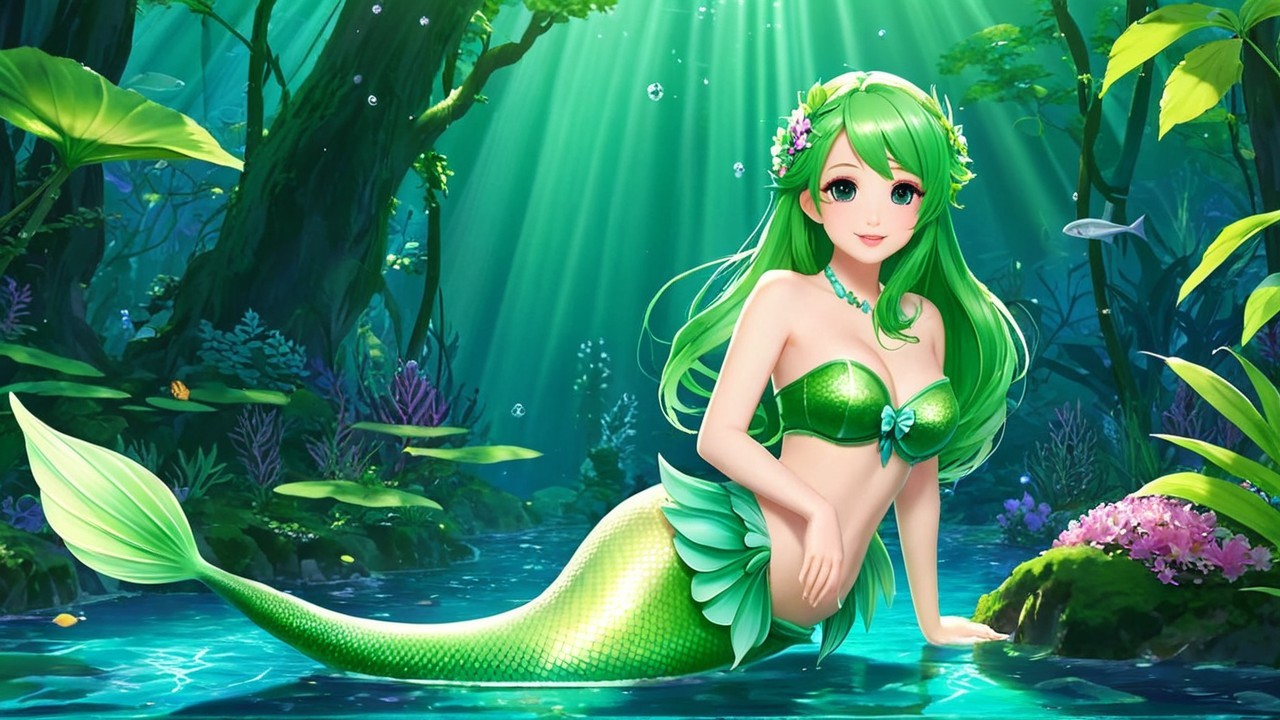 Enchanting Mermaid in Mystical Underwater Scene